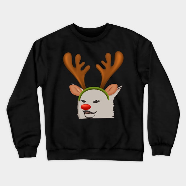 Funny Christmas Cat with Reindeer Antlers Xmas 2022 Crewneck Sweatshirt by Amelia Emmie